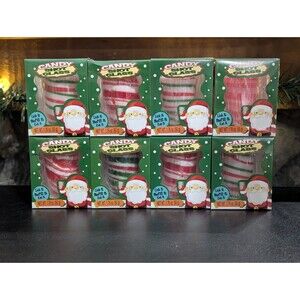 8 Candy Cane Shot Glass Edible Mini PEPPERMINT Sipper Flavored shots Cups New